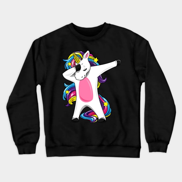 Dabbing Unicorn Costume Rainbow Horse Girl gift Crewneck Sweatshirt by Xizin Gao